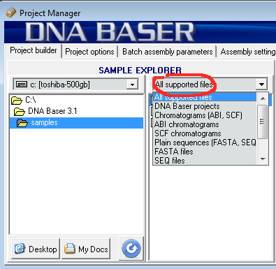 DNA Sequence Assembler supports: SCF chromatograms, Applied Biosystems (ABI, AB, AB1, AB!) chromatograms, FASTA/multiFasta sequences, SEQ sequences, TXT sequences, GenBank/multiGbk sequences. Sample Viewer/Chromatogram viewer mode